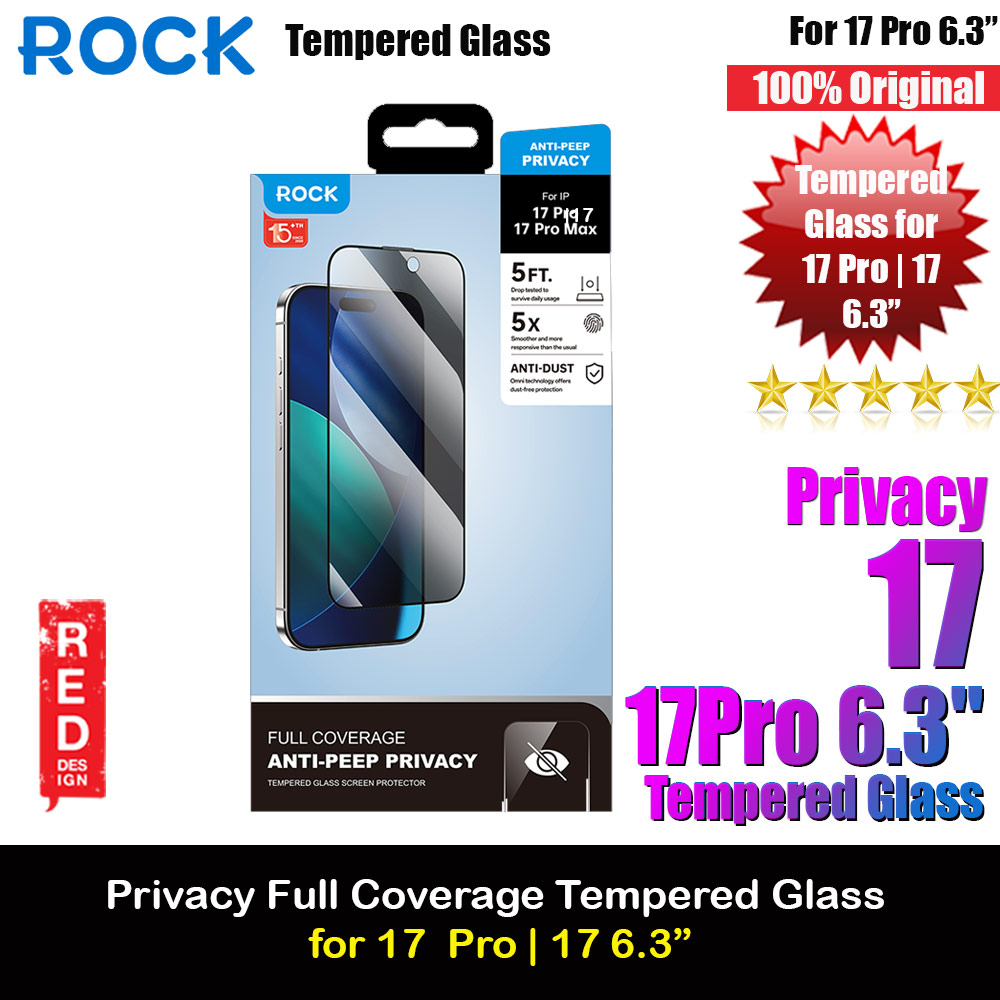 Rock Anti Peep HD Full Coverage Tempered Glass for iPhone 17 Pro | 17 6.3 (Privacy)