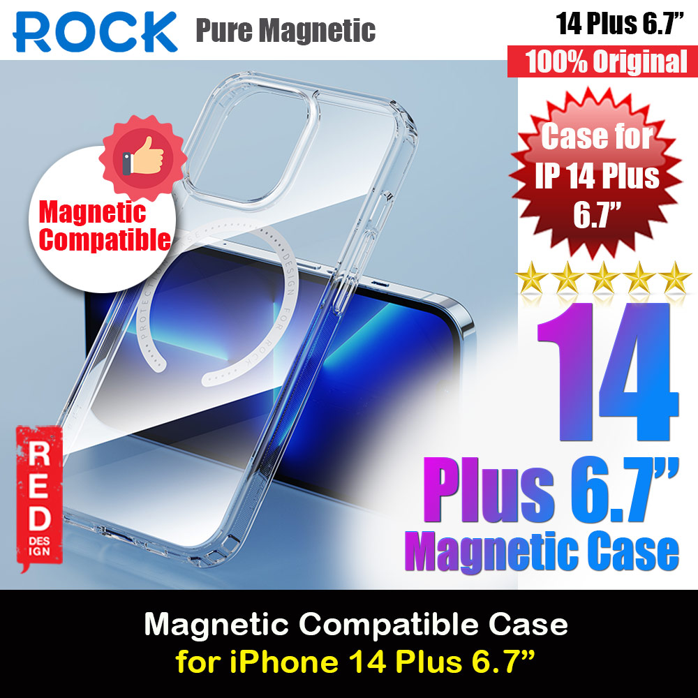 Rock Pure Series Protection Magnetic Case Magsafe Compatible for iPhone 14 Plus 6.7 (Clear)