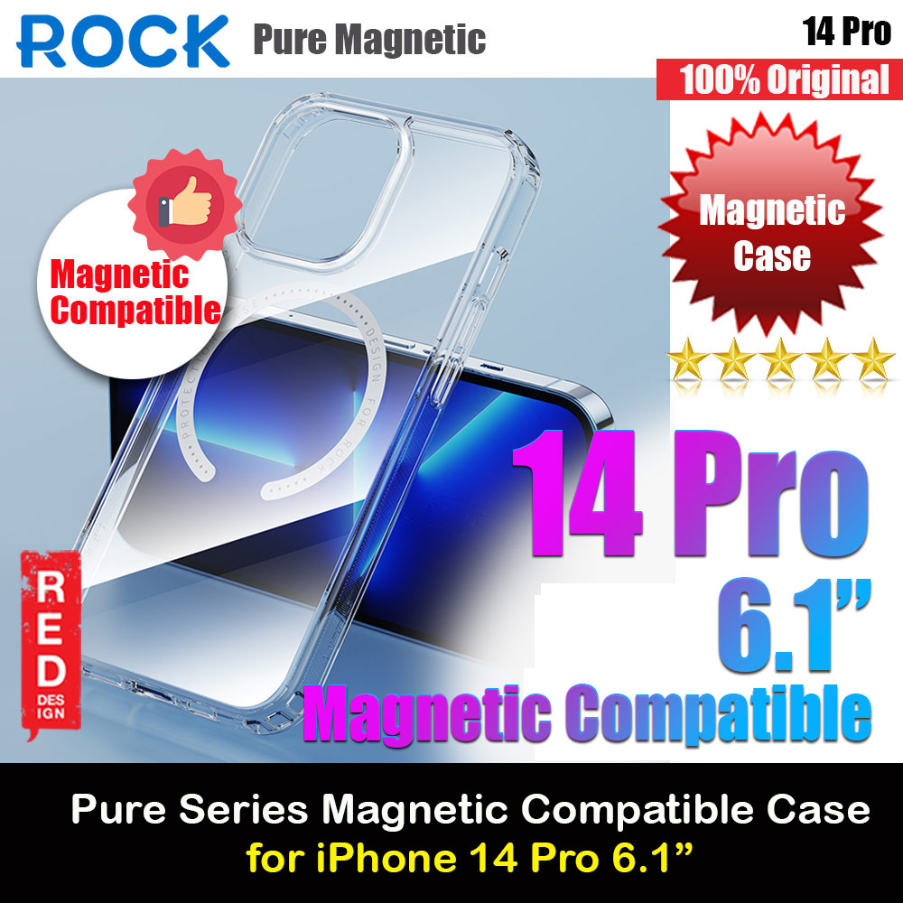 Rock Pure Series Protection Magnetic Case Magsafe Compatible for iPhone 14 Pro 6.1 (Clear)