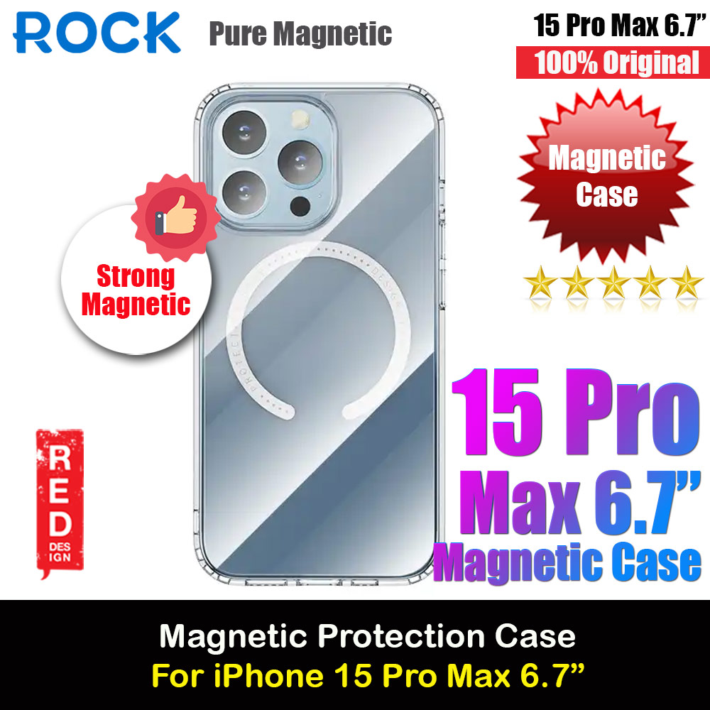 Rock Pure Series Protection Magnetic Case Magsafe Compatible for iPhone 15 Pro Max 6.7 (Clear)