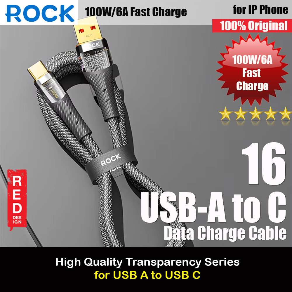 ROCK Z21 PD 33W Transparent Series Fast Charging Data Cable USB-A to USB-C (Black)