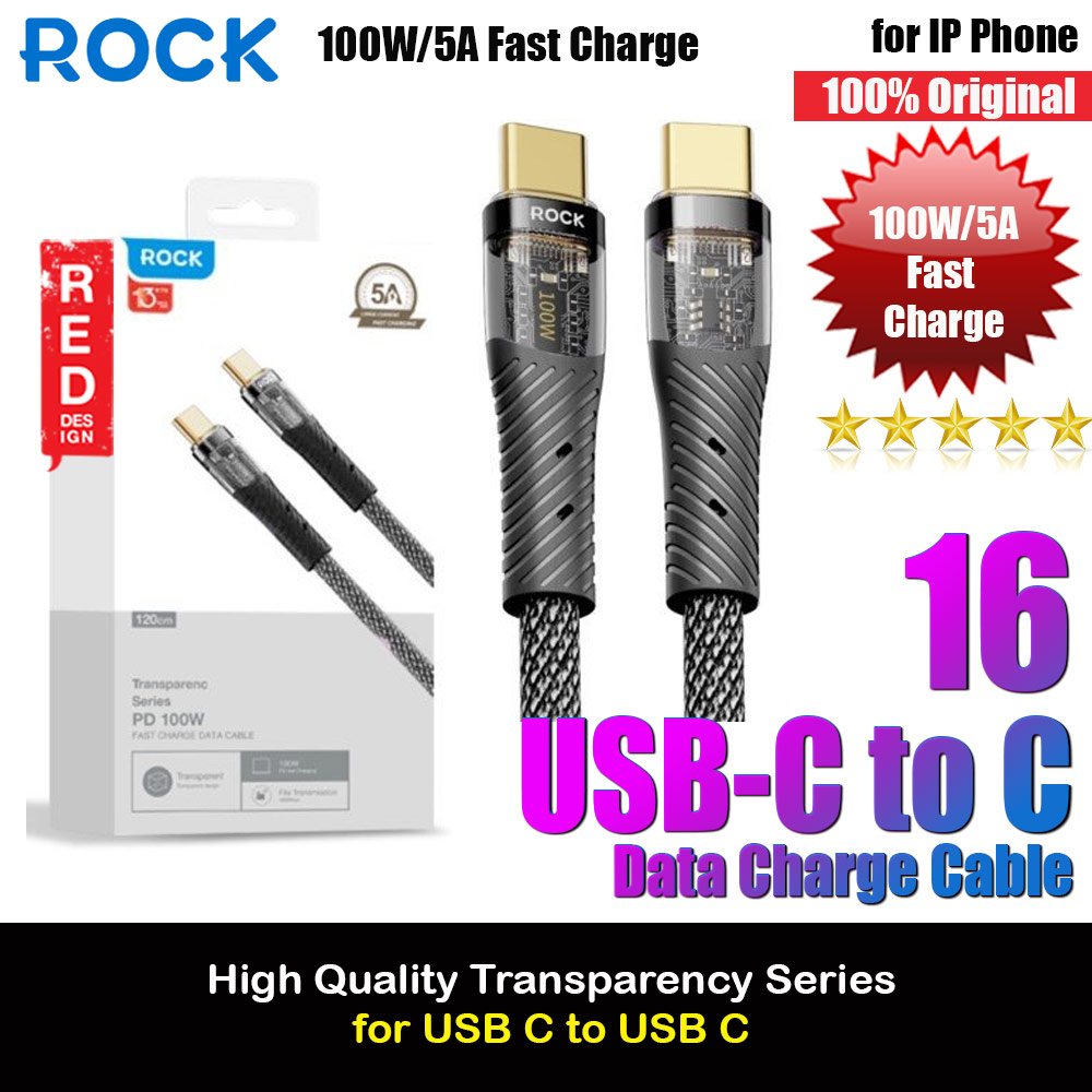 ROCK Z21 PD 33W Transparent Series Fast Charging Data Cable USB-C to USB-C (Black)