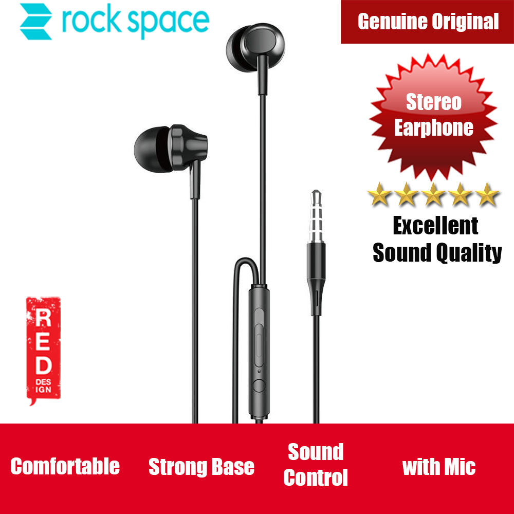ROCK SPACE ES01 In-ear HIFI  High Quality Strong Bass Stereo Earphone with Mic Volume Track Control (Black)