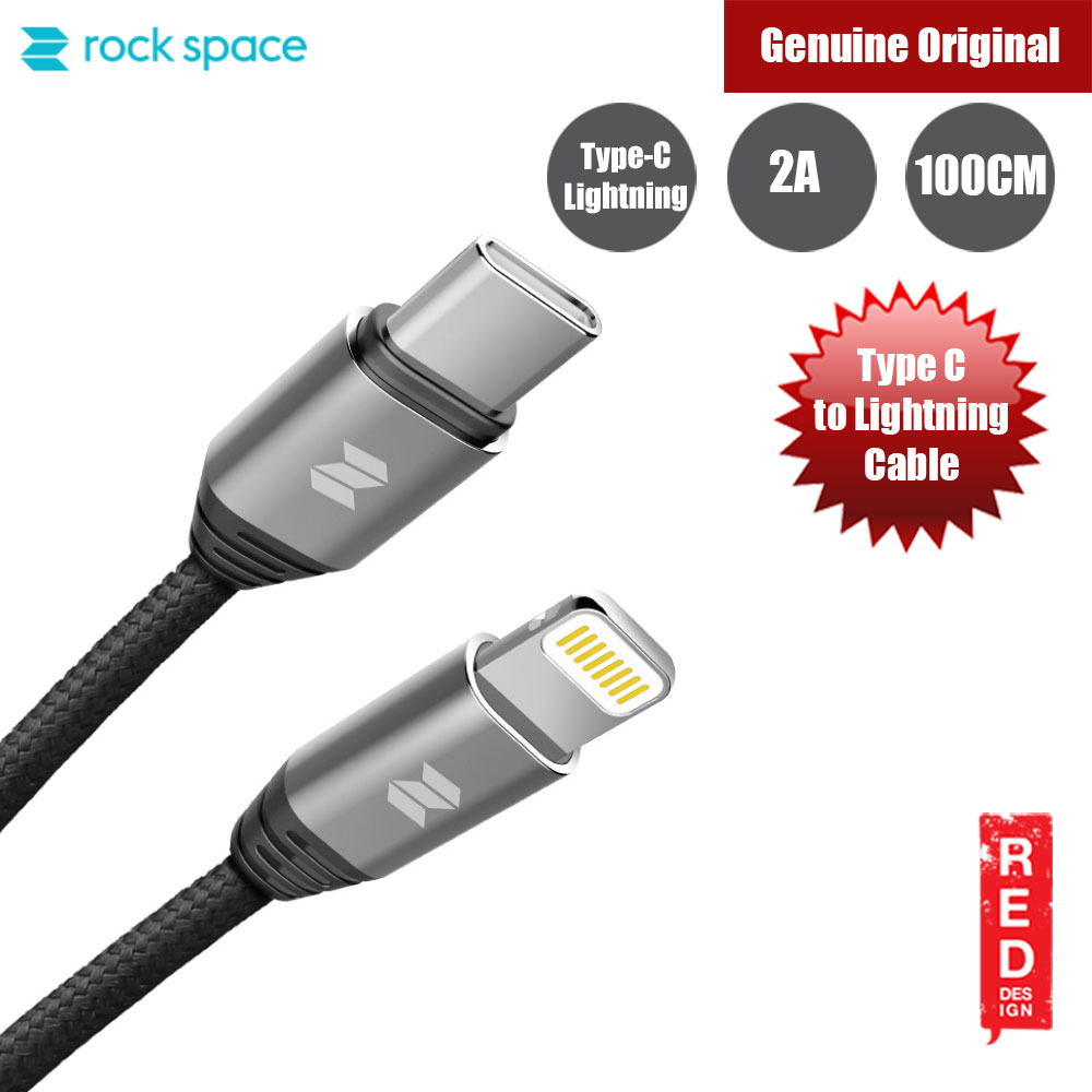 Rock Space High Quaity Solid and Durable M5 Metal Type C to Lightning Cable 100cm  (Black)