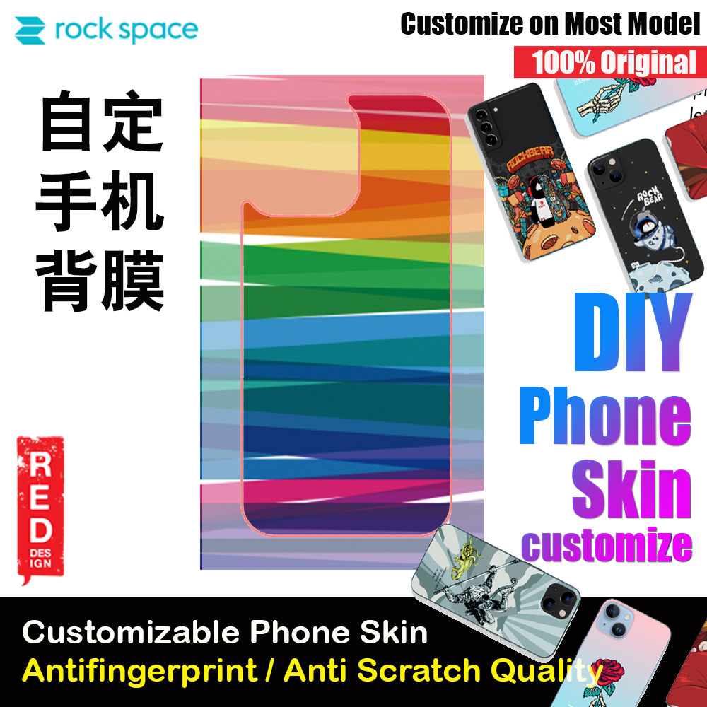 Rock Space DIY 自定 定制 设计 手机背膜 贴纸 DIY Customize High Quality Print Phone Skin Sticker for Multiple Phone Model with Multiple Photo Images Gallery or with Own Phone Text (Pattern Rainbow Color)