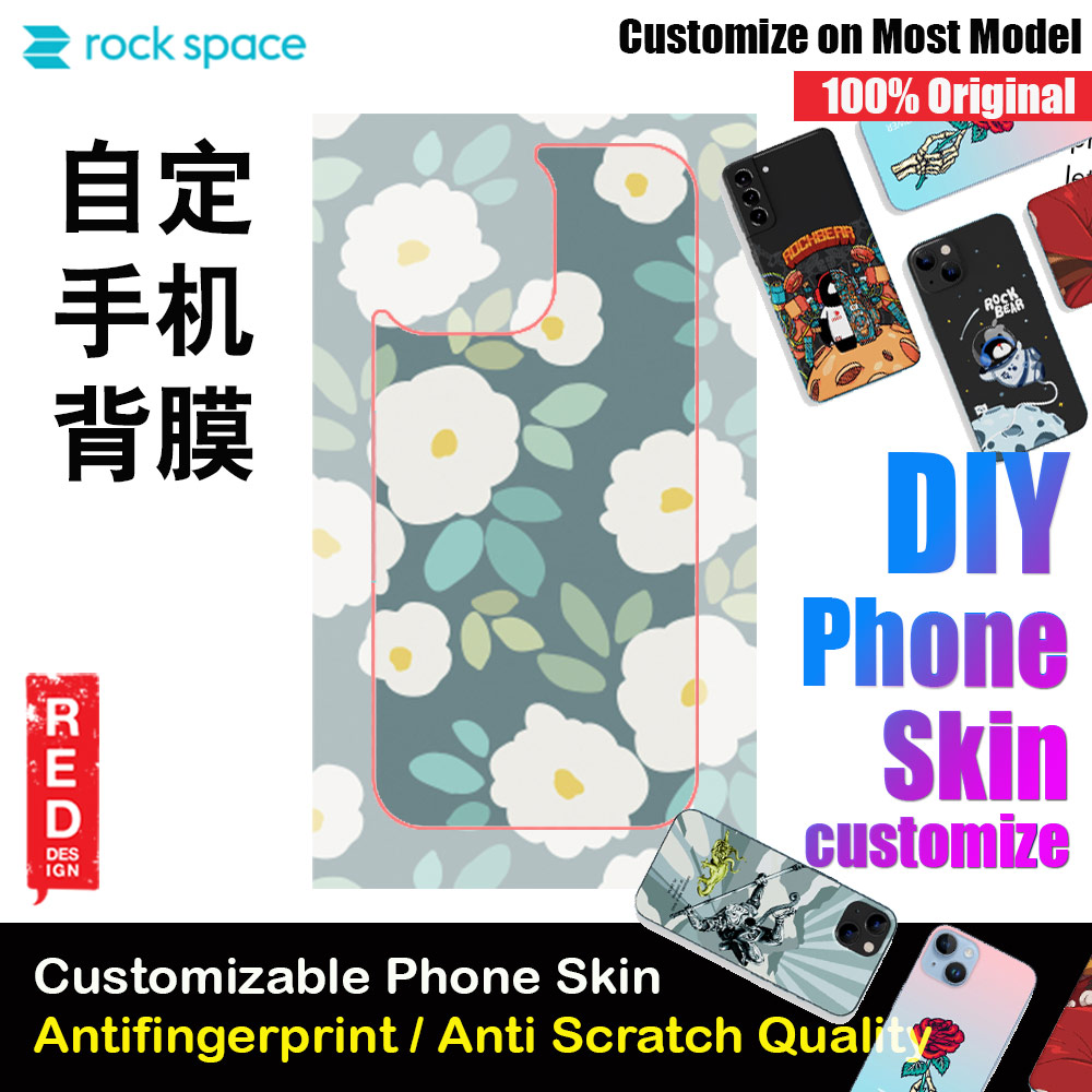 Rock Space DIY 自定 定制 设计 手机背膜 贴纸 DIY Customize High Quality Print Phone Skin Sticker for Multiple Phone Model with Multiple Photo Images Gallery or with Own Phone Text (Pattern Flowers Floral)