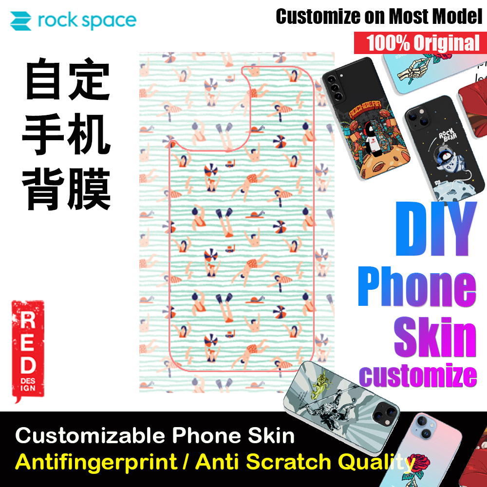 Rock Space DIY 自定 定制 设计 手机背膜 贴纸 DIY Customize High Quality Print Phone Skin Sticker for Multiple Phone Model with Multiple Photo Images Gallery or with Own Phone Text (People Swimming)