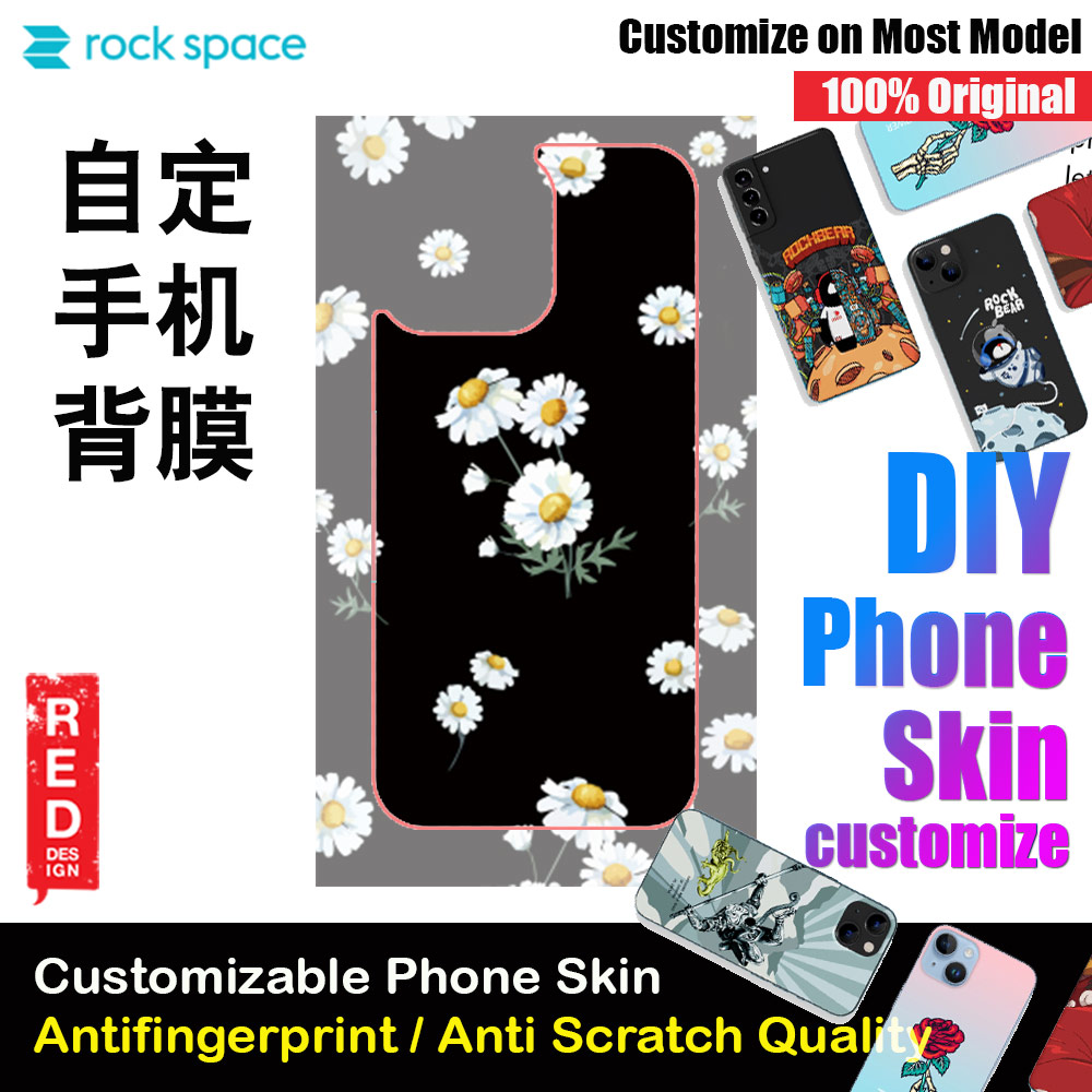 Rock Space DIY 自定 定制 设计 手机背膜 贴纸 DIY Customize High Quality Print Phone Skin Sticker for Multiple Phone Model with Multiple Photo Images Gallery or with Own Phone Text (Pattern Flowers Floral)
