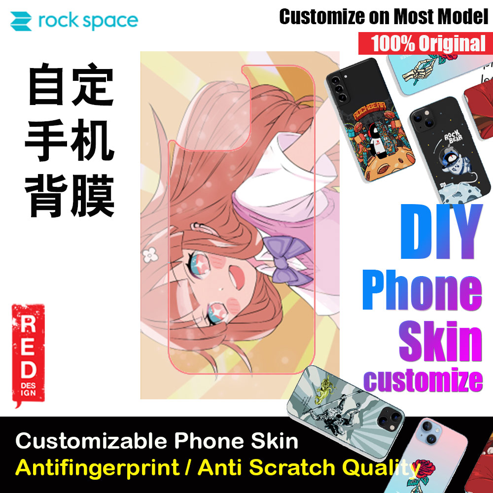 Rock Space DIY 自定 定制 设计 手机背膜 贴纸 DIY Customize High Quality Print Phone Skin Sticker for Multiple Phone Model with Multiple Photo Images Gallery or with Own Phone Text (Anime Girl)