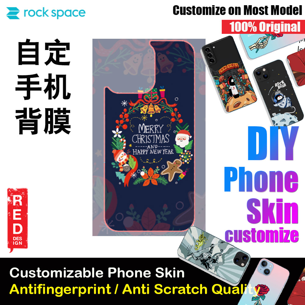 Rock Space DIY 自定 定制 设计 手机背膜 贴纸 DIY Customize High Quality Print Phone Skin Sticker for Multiple Phone Model with Multiple Photo Images Gallery or with Own Phone Cellphone (Merry Christmas and Happy New Year)