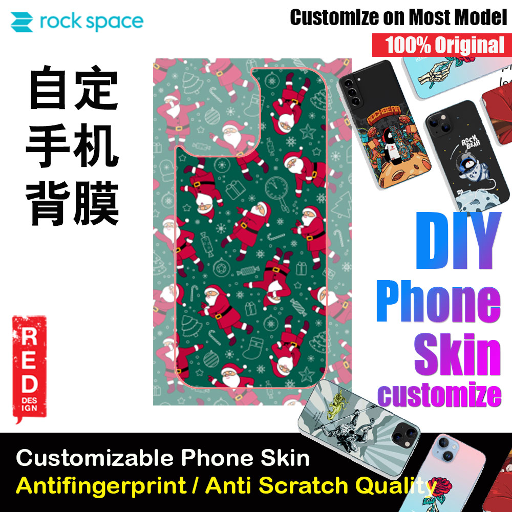 Rock Space DIY 自定 定制 设计 手机背膜 贴纸 DIY Customize High Quality Print Phone Skin Sticker for Multiple Phone Model with Multiple Photo Images Gallery or with Own Phone Cellphone (Santa Claus Merry Christmas)
