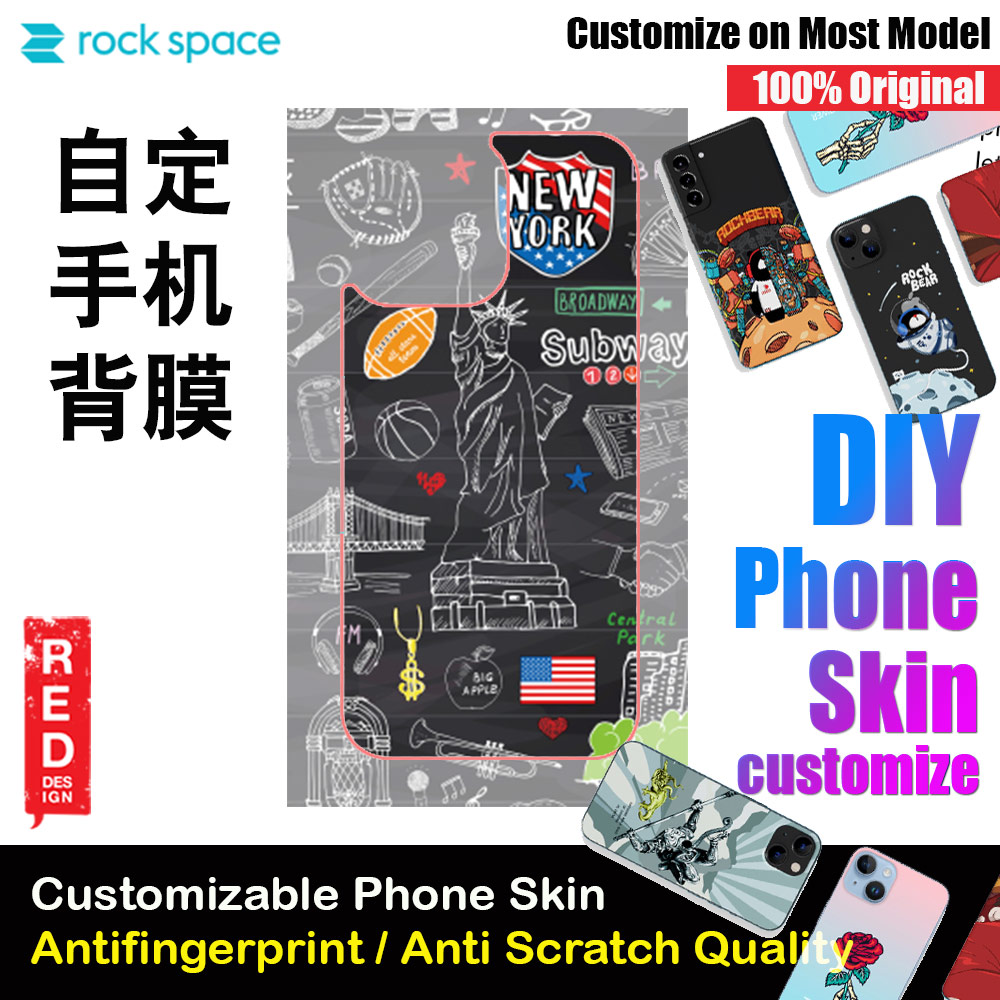Rock Space DIY 自定 定制 设计 手机背膜 贴纸 DIY Customize High Quality Print Phone Skin Sticker for Multiple Phone Model with Multiple Photo Images Gallery or with Own Phone Text (New York City)