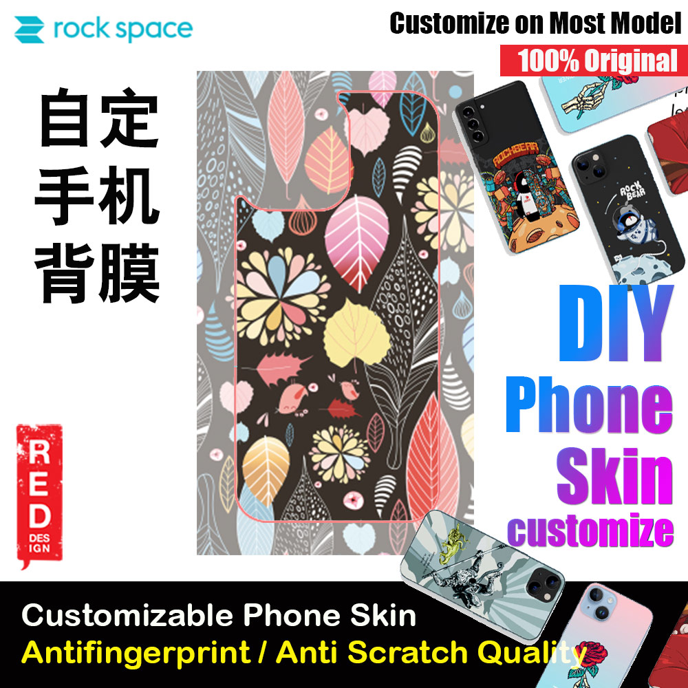 Rock Space DIY 自定 定制 设计 手机背膜 贴纸 DIY Customize High Quality Print Phone Skin Sticker for Multiple Phone Model with Multiple Photo Images Gallery or with Own Phone Text (Flowers Floral)