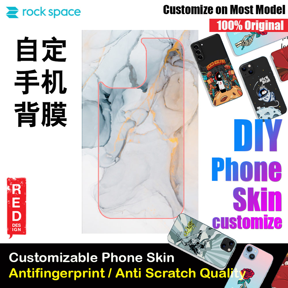 Rock Space DIY 自定 定制 设计 手机背膜 贴纸 DIY Customize High Quality Print Phone Skin Sticker for Multiple Phone Model with Multiple Photo Images Gallery or with Own Phone Text (Pattern Marble)