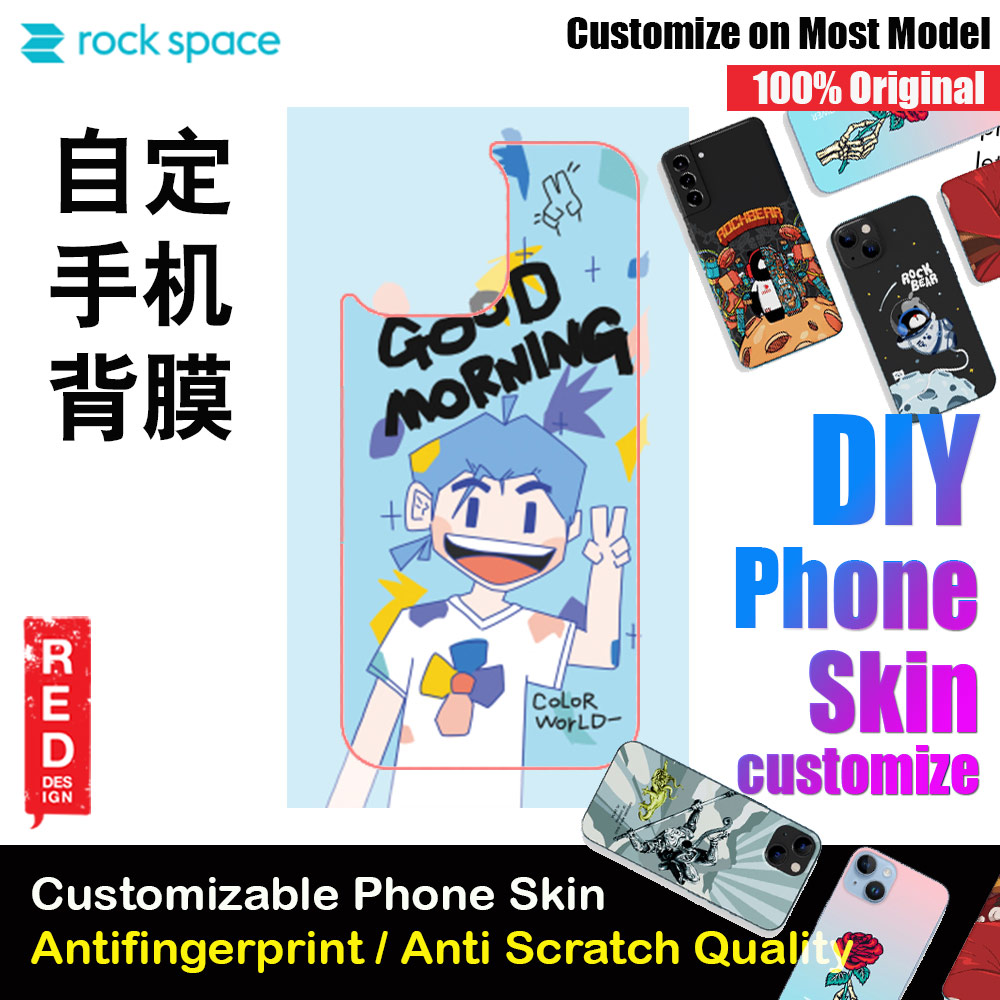 Rock Space DIY 自定 定制 设计 手机背膜 贴纸 DIY Customize High Quality Print Phone Skin Sticker for Multiple Phone Model with Multiple Photo Images Gallery or with Own Phone Text for Courple 情侣 (People Good Morning 可爱情侣)