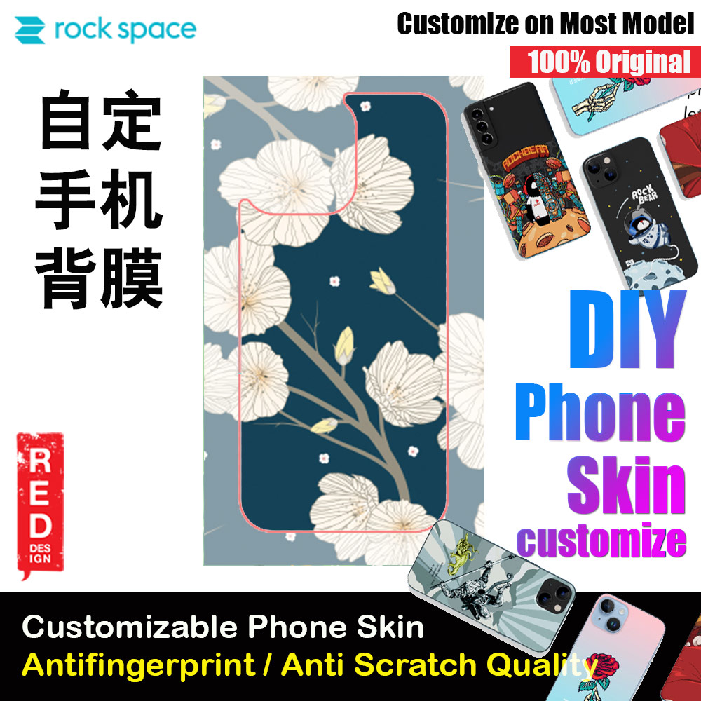 Rock Space DIY 自定 定制 设计 手机背膜 贴纸 DIY Customize High Quality Print Phone Skin Sticker for Multiple Phone Model with Multiple Photo Images Gallery or with Own Phone Text (Pattern Flowers Floral)