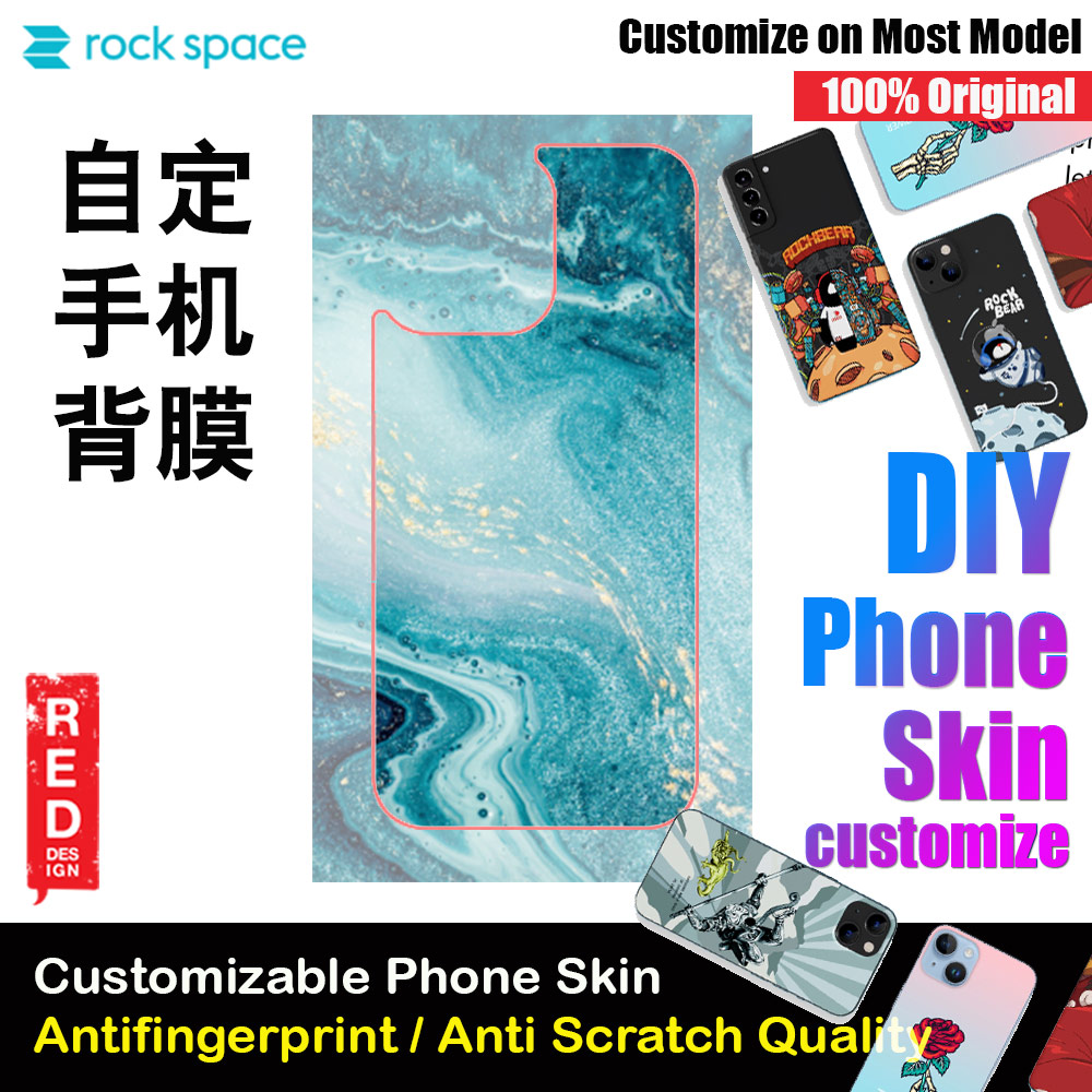 Rock Space DIY 自定 定制 设计 手机背膜 贴纸 DIY Customize High Quality Print Phone Skin Sticker for Multiple Phone Model with Multiple Photo Images Gallery or with Own Phone Text (Pattern Marble)