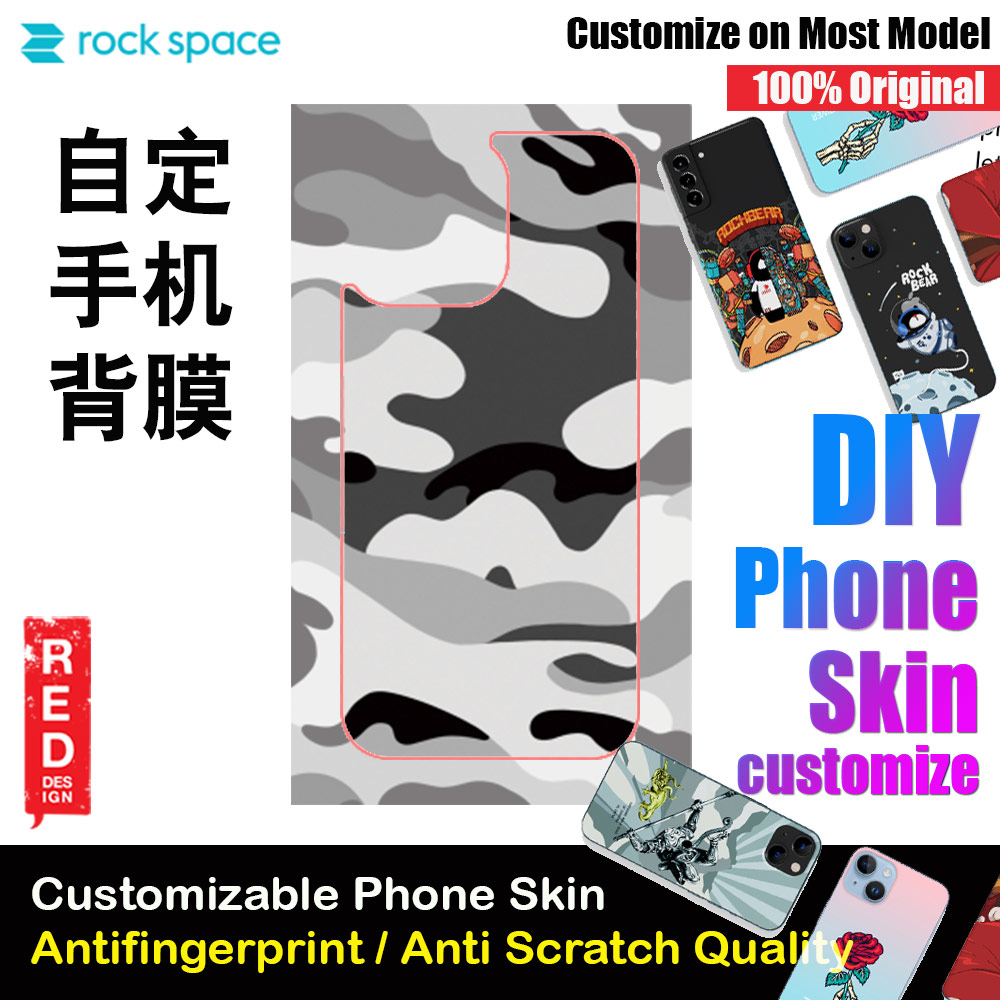 Rock Space DIY 自定 定制 设计 手机背膜 贴纸 DIY Customize High Quality Print Phone Skin Sticker for Multiple Phone Model with Multiple Photo Images Gallery or with Own Phone Text (Pattern camouflage)