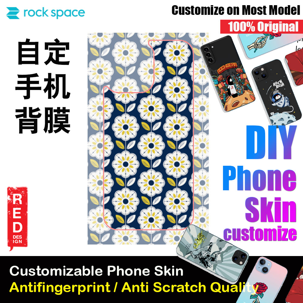 Rock Space DIY 自定 定制 设计 手机背膜 贴纸 DIY Customize High Quality Print Phone Skin Sticker for Multiple Phone Model with Multiple Photo Images Gallery or with Own Phone Text (Pattern Flowers Floral)