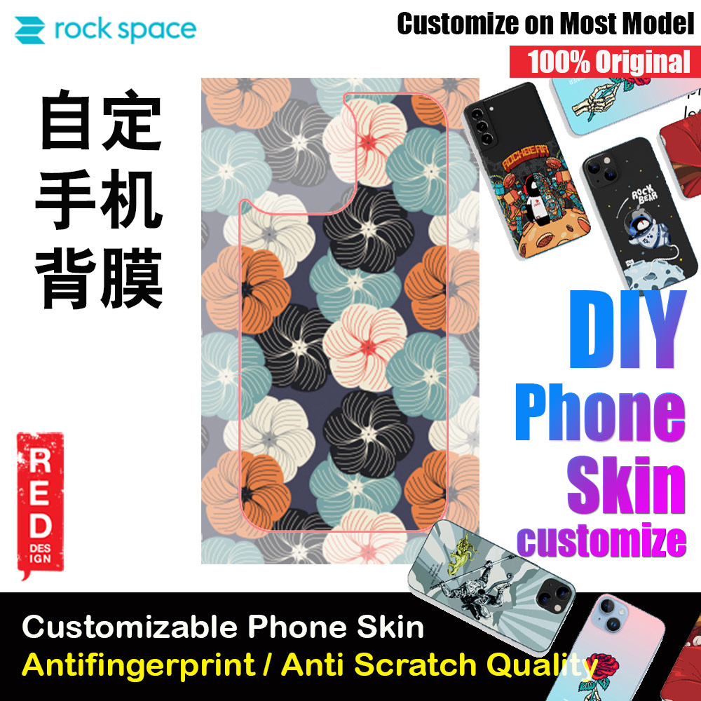Rock Space DIY 自定 定制 设计 手机背膜 贴纸 DIY Customize High Quality Print Phone Skin Sticker for Multiple Phone Model with Multiple Photo Images Gallery or with Own Phone Text (Pattern Floral)