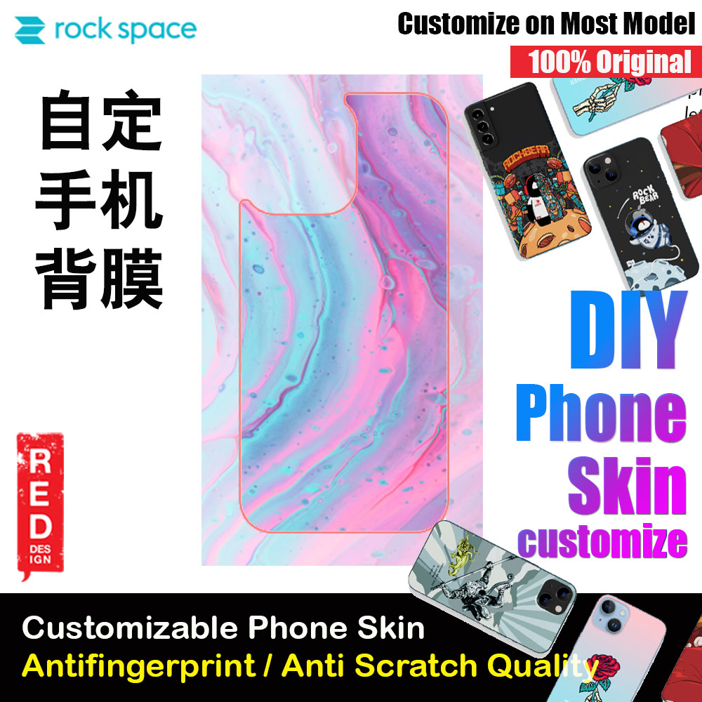 Rock Space DIY 自定 定制 设计 手机背膜 贴纸 DIY Customize High Quality Print Phone Skin Sticker for Multiple Phone Model with Multiple Photo Images Gallery or with Own Phone Text (Pattern Marble)