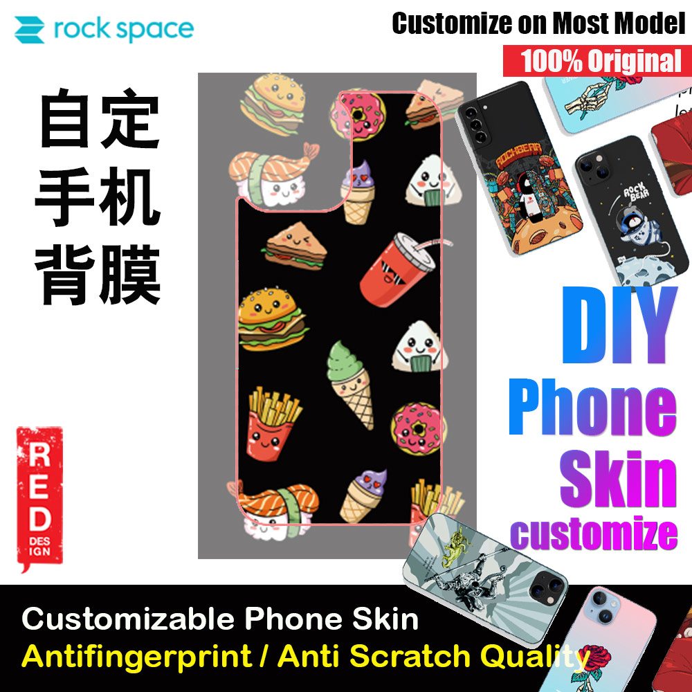 Rock Space DIY 自定 定制 设计 手机背膜 贴纸 DIY Customize High Quality Print Phone Skin Sticker for Multiple Phone Model with Multiple Photo Images Gallery or with Own Phone Text (Pattern Fast Food)