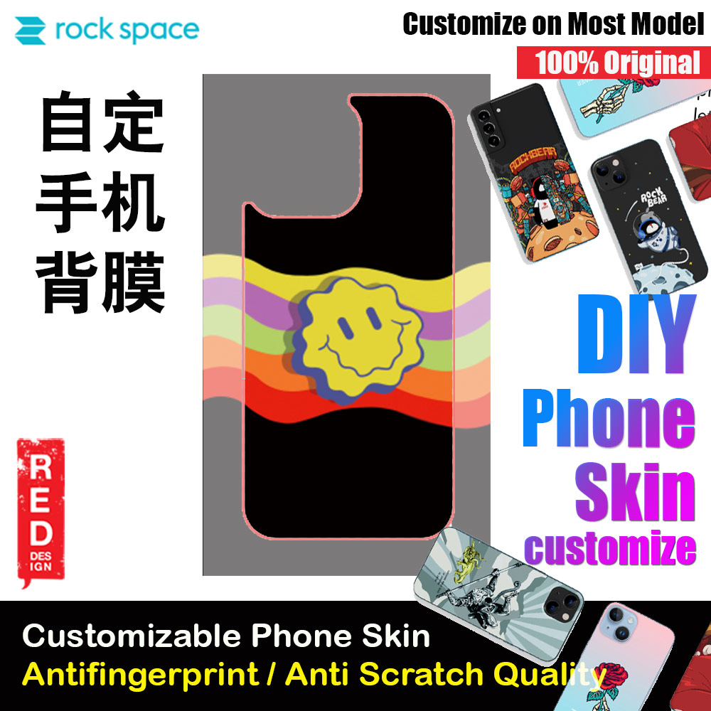 Rock Space DIY 自定 定制 设计 手机背膜 贴纸 DIY Customize High Quality Print Phone Skin Sticker for Multiple Phone Model with Multiple Photo Images Gallery or with Own Phone Text (Smile Face)