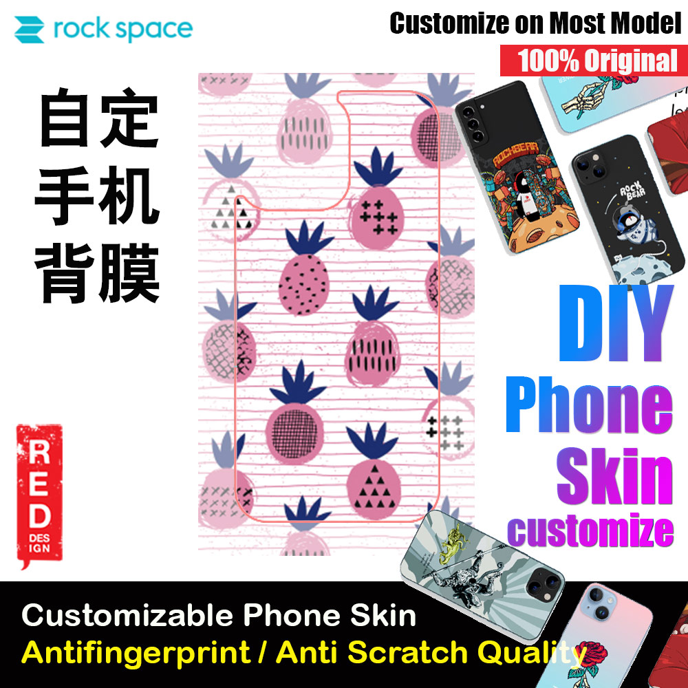 Rock Space DIY 自定 定制 设计 手机背膜 贴纸 DIY Customize High Quality Print Phone Skin Sticker for Multiple Phone Model with Multiple Photo Images Gallery or with Own Phone Text (Pattern Pineapples)