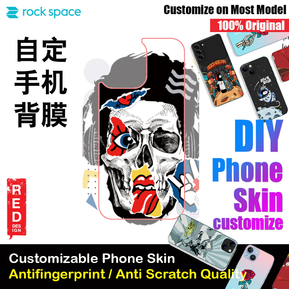Rock Space DIY 自定 定制 设计 手机背膜 贴纸 DIY Customize High Quality Print Phone Skin Sticker for Multiple Phone Model with Multiple Photo Images Gallery or with Own Phone Text (Skeleton)