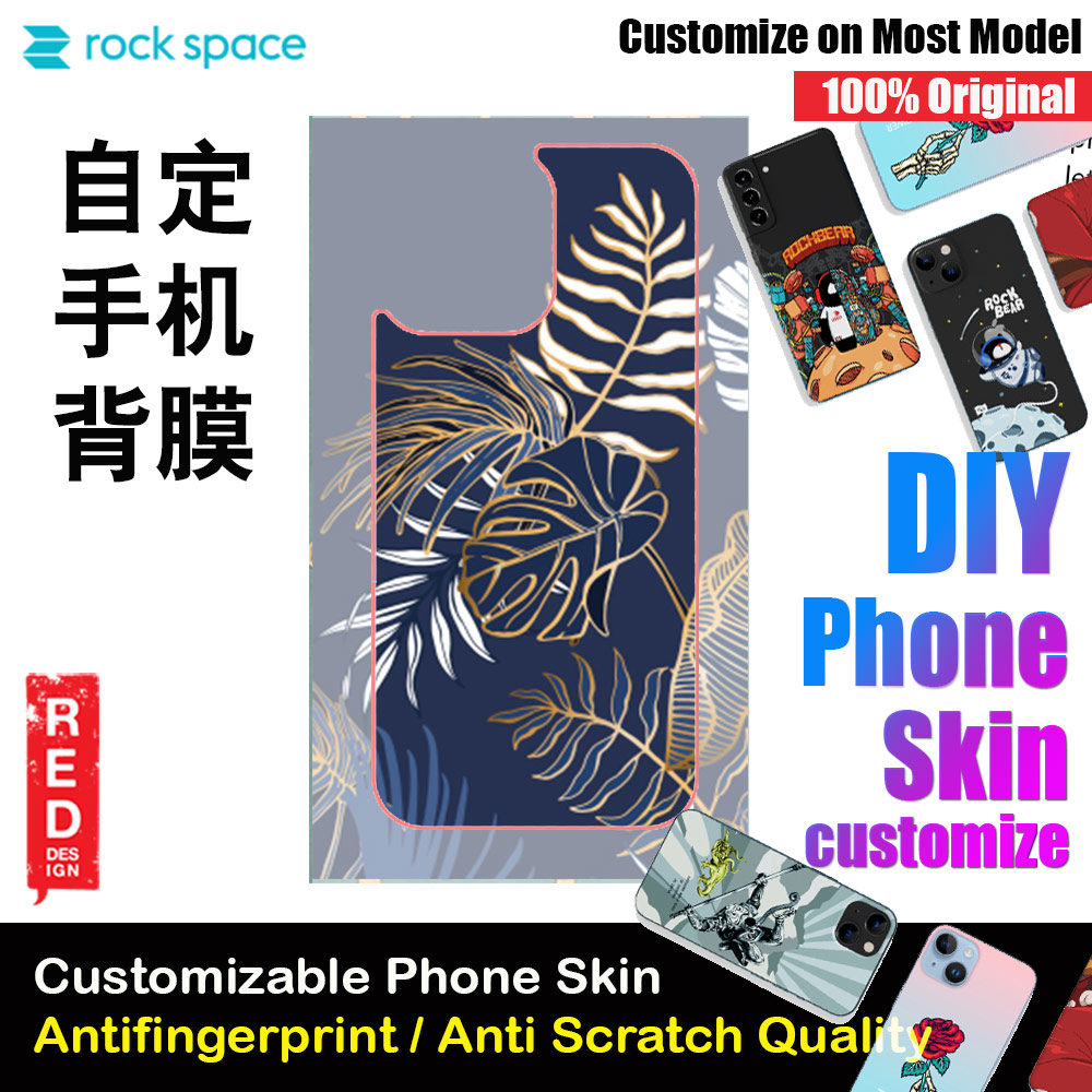 Rock Space DIY 自定 定制 设计 手机背膜 贴纸 DIY Customize High Quality Print Phone Skin Sticker for Multiple Phone Model with Multiple Photo Images Gallery or with Own Phone Text (Floral)