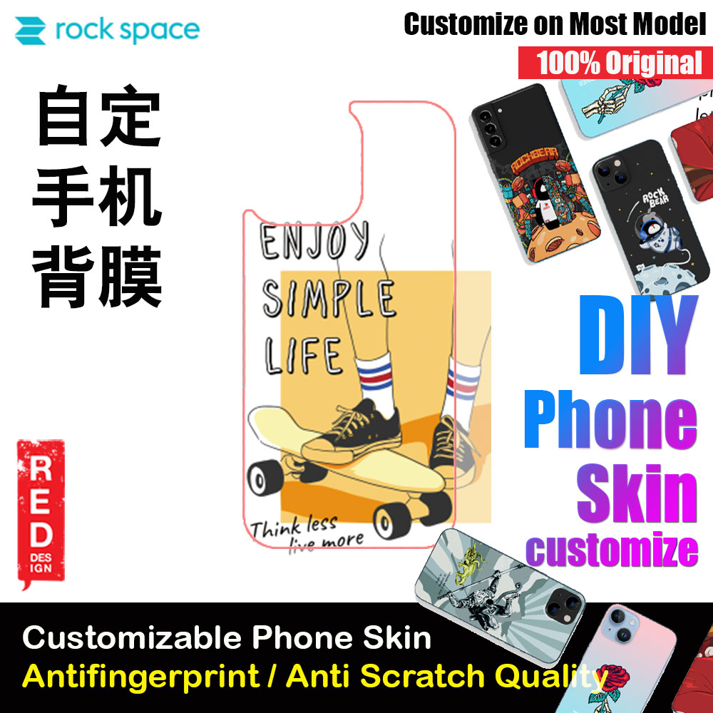 Rock Space DIY 自定 定制 设计 手机背膜 贴纸 DIY Customize High Quality Print Phone Skin Sticker for Multiple Phone Model with Multiple Photo Images Gallery or with Own Phone Text (People Enjoy Simple Life)