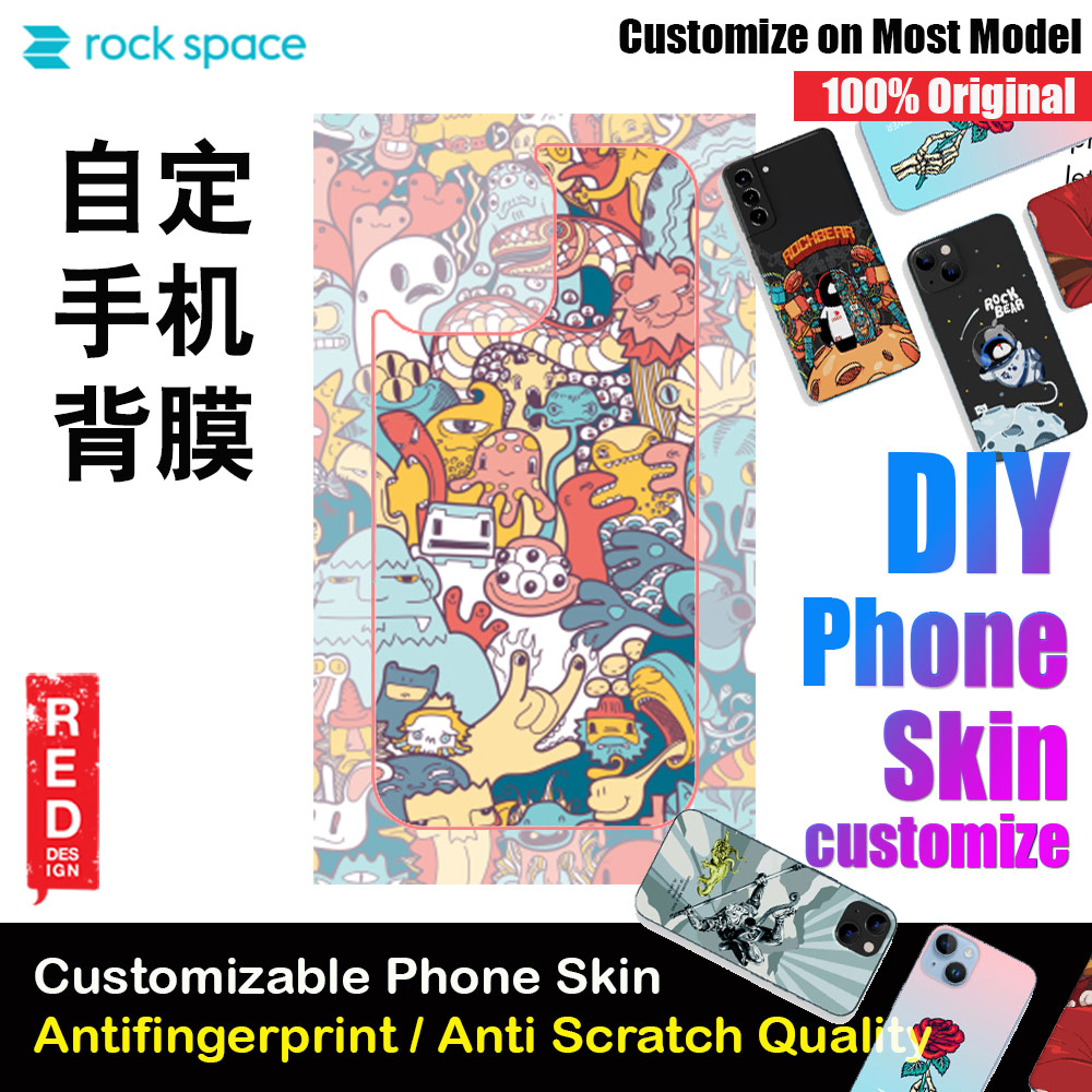 Rock Space DIY 自定 定制 设计 手机背膜 贴纸 DIY Customize High Quality Print Phone Skin Sticker for Multiple Phone Model with Multiple Photo Images Gallery or with Own Phone Text (Pattern doodle)