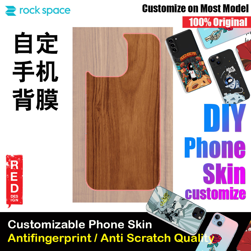 Rock Space DIY 自定 定制 设计 手机背膜 贴纸 DIY Customize High Quality Print Phone Skin Sticker for Multiple Phone Model with Multiple Photo Images Gallery or with Own Phone Text (Pattern Wood)