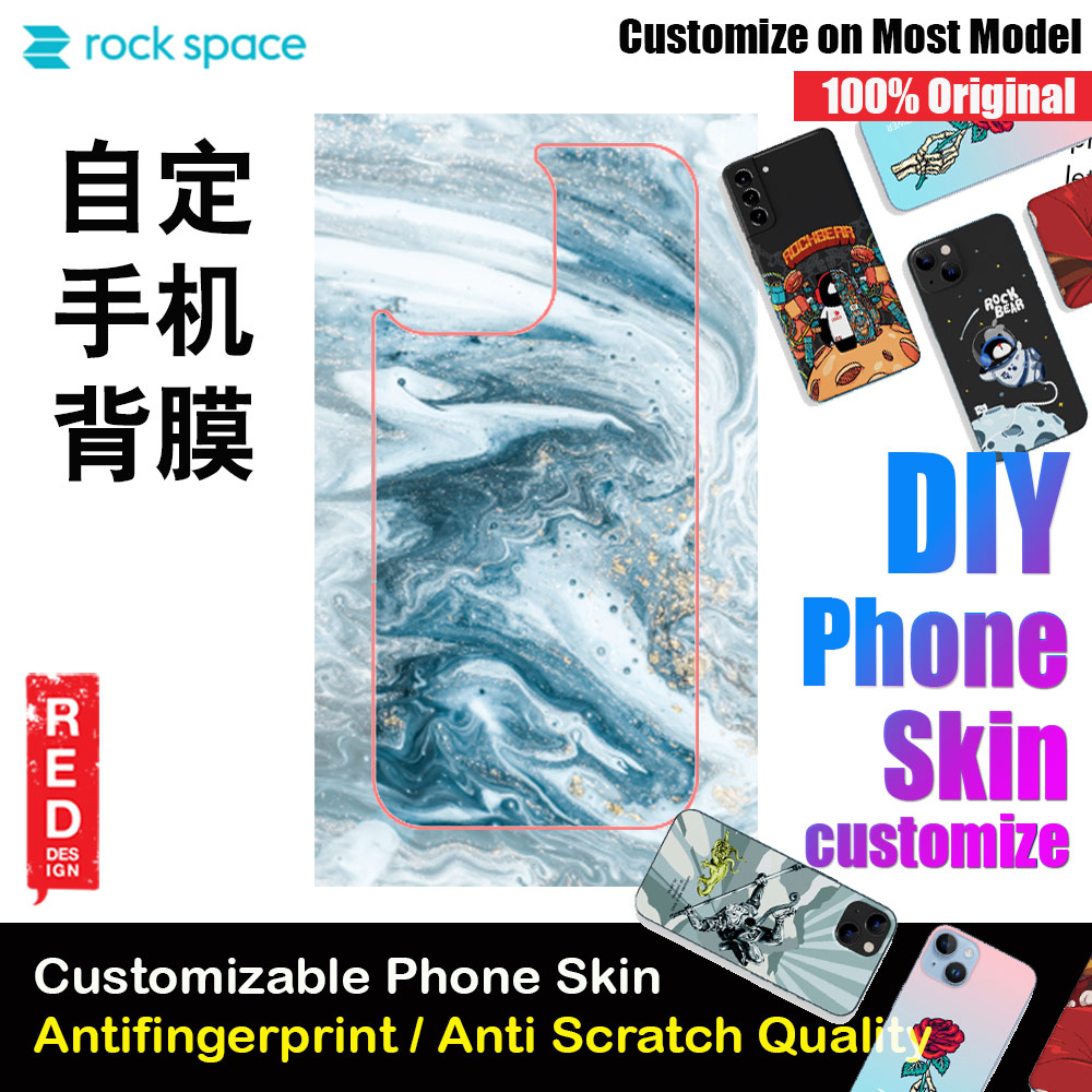Rock Space DIY 自定 定制 设计 手机背膜 贴纸 DIY Customize High Quality Print Phone Skin Sticker for Multiple Phone Model with Multiple Photo Images Gallery or with Own Phone CellphoneText (Pattern Marble Ocean Blue)