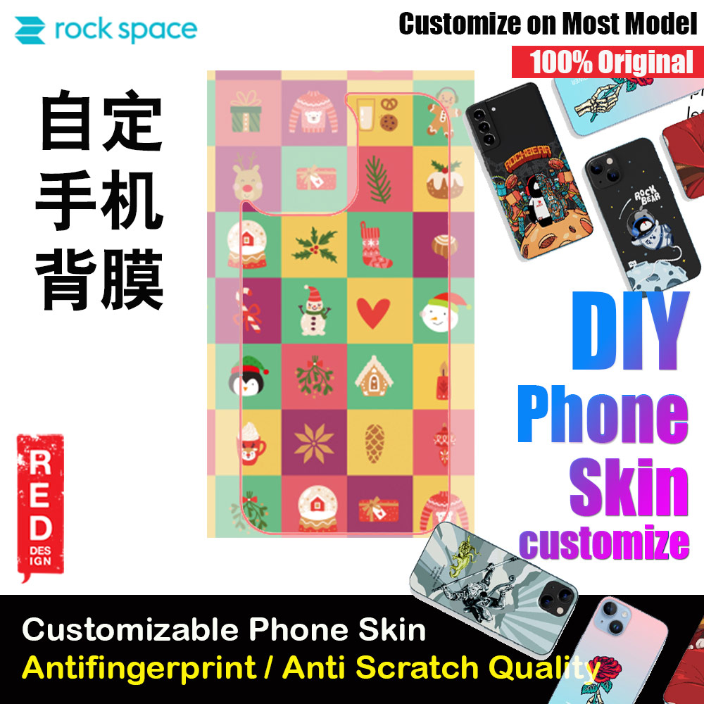 Rock Space DIY 自定 定制 设计 手机背膜 贴纸 DIY Customize High Quality Print Phone Skin Sticker for Multiple Phone Model with Multiple Photo Images Gallery or with Own Phone Cellphone (Merry Christmas Gift Pattern)