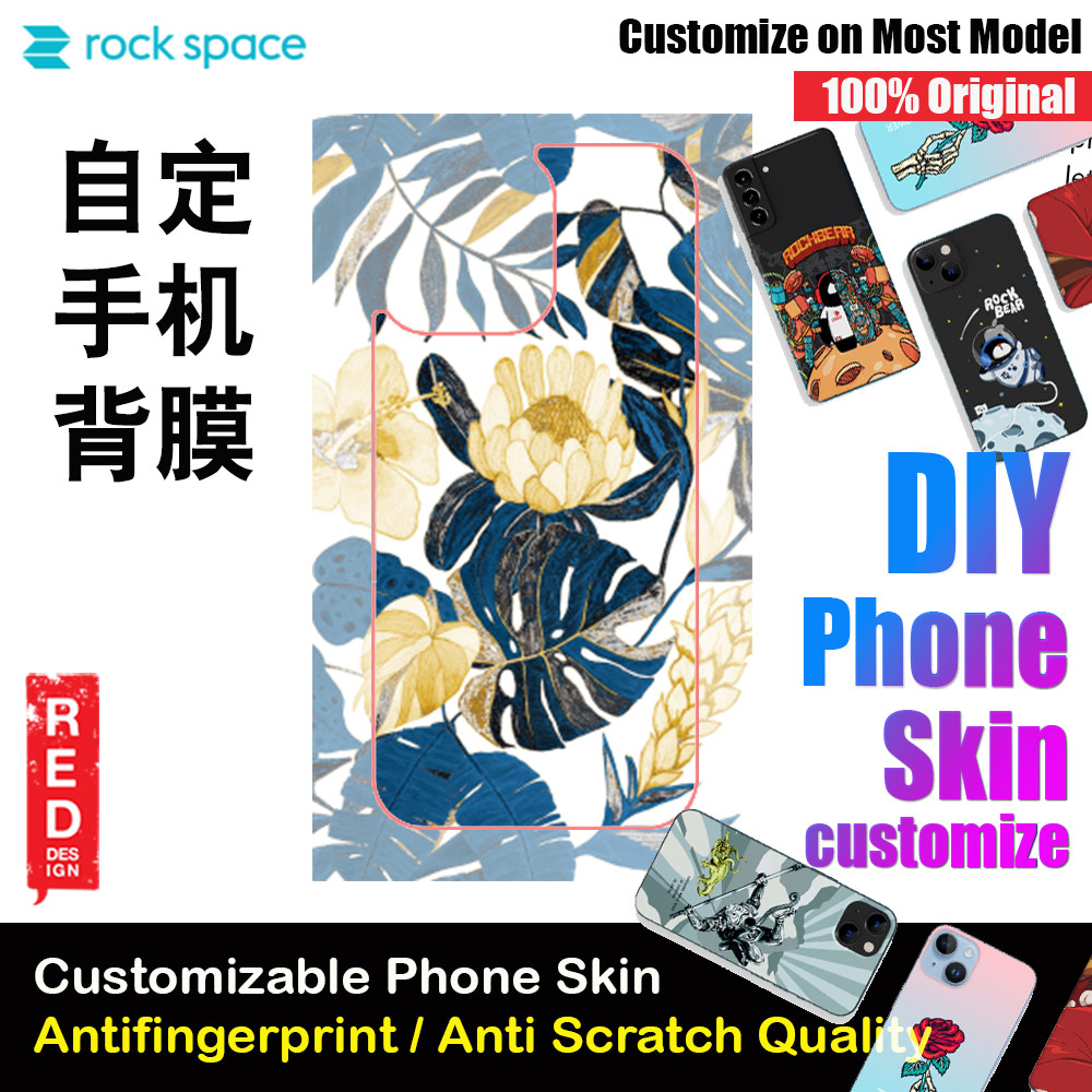 Rock Space DIY 自定 定制 设计 手机背膜 贴纸 DIY Customize High Quality Print Phone Skin Sticker for Multiple Phone Model with Multiple Photo Images Gallery or with Own Phone Text (Flowers Floral)