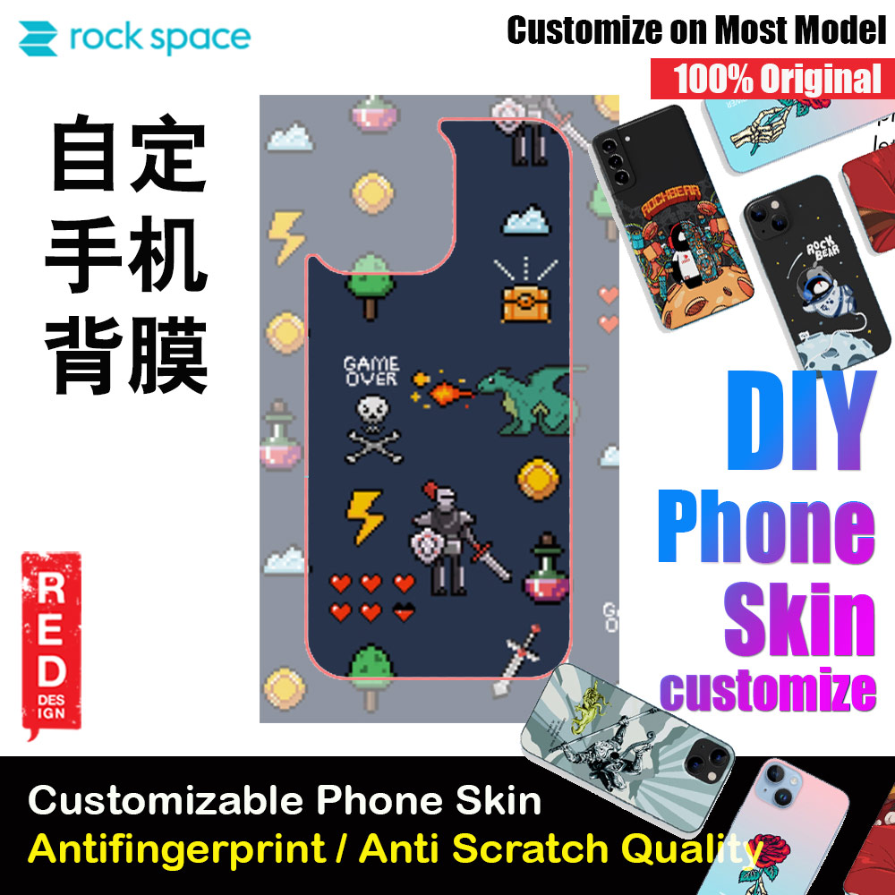 Rock Space DIY 自定 定制 设计 手机背膜 贴纸 DIY Customize High Quality Print Phone Skin Sticker for Multiple Phone Model with Multiple Photo Images Gallery or with Own Phone Text (Pattern Game Over)