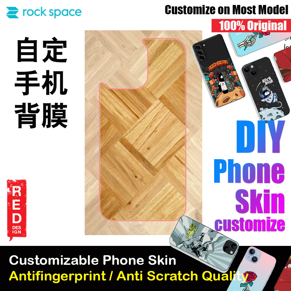 Rock Space DIY 自定 定制 设计 手机背膜 贴纸 DIY Customize High Quality Print Phone Skin Sticker for Multiple Phone Model with Multiple Photo Images Gallery or with Own Phone Text (Pattern Parquet)