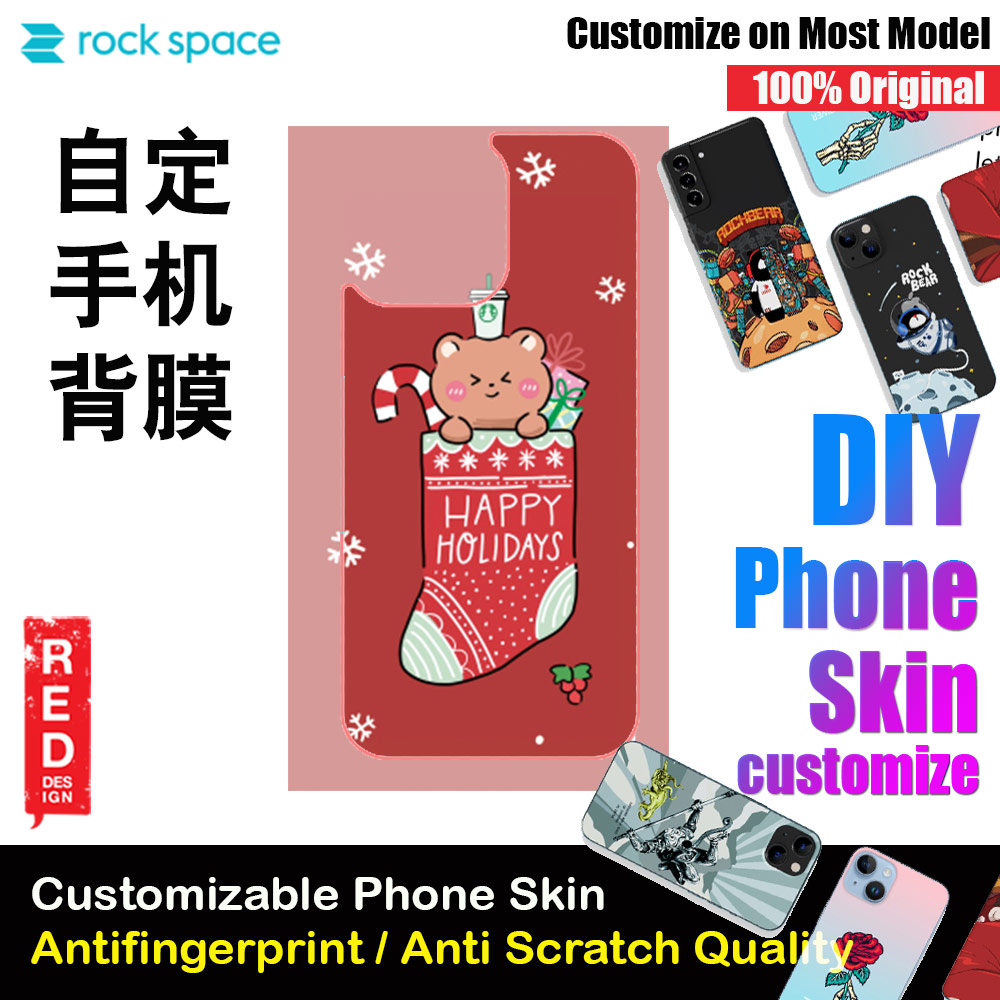 Rock Space DIY 自定 定制 设计 手机背膜 贴纸 DIY Customize High Quality Print Phone Skin Sticker for Multiple Phone Model with Multiple Photo Images Gallery or with Own Phone Cellphone (Merry Christmas)