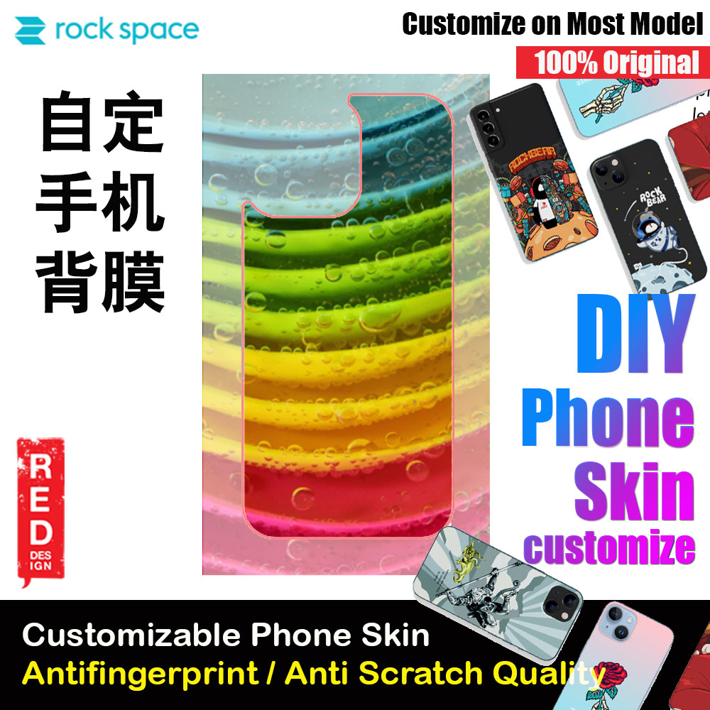 Rock Space DIY 自定 定制 设计 手机背膜 贴纸 DIY Customize High Quality Print Phone Skin Sticker for Multiple Phone Model with Multiple Photo Images Gallery or with Own Phone Text (Pattern Rainbow Color)
