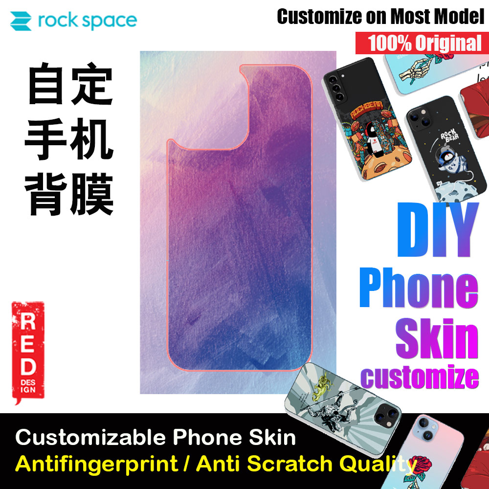 Rock Space DIY 自定 定制 设计 手机背膜 贴纸 DIY Customize High Quality Print Phone Skin Sticker for Multiple Phone Model with Multiple Photo Images Gallery or with Own Phone Text (Pattern Color)