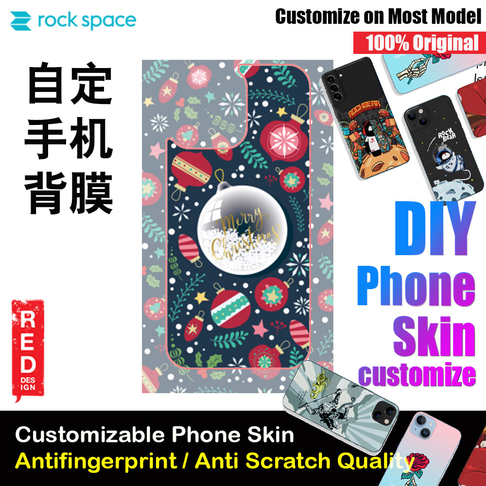 Rock Space DIY 自定 定制 设计 手机背膜 贴纸 DIY Customize High Quality Print Phone Skin Sticker for Multiple Phone Model with Multiple Photo Images Gallery or with Own Phone Cellphone (Merry Christmas)