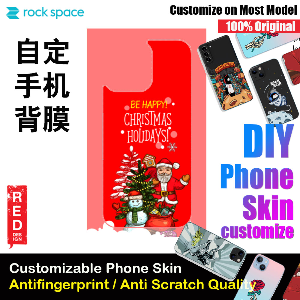 Rock Space DIY 自定 定制 设计 手机背膜 贴纸 DIY Customize High Quality Print Phone Skin Sticker for Multiple Phone Model with Multiple Photo Images Gallery or with Own Phone Cellphone (Be Happy Merry Christmas Holiday)