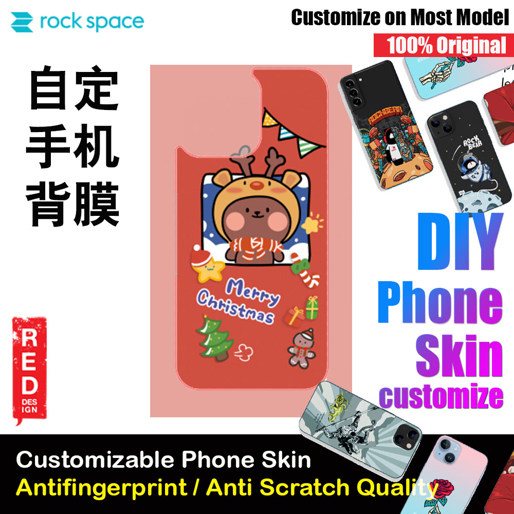 Rock Space DIY 自定 定制 设计 手机背膜 贴纸 DIY Customize High Quality Print Phone Skin Sticker for Multiple Phone Model with Multiple Photo Images Gallery or with Own Phone Cellphone (Merry Christmas)