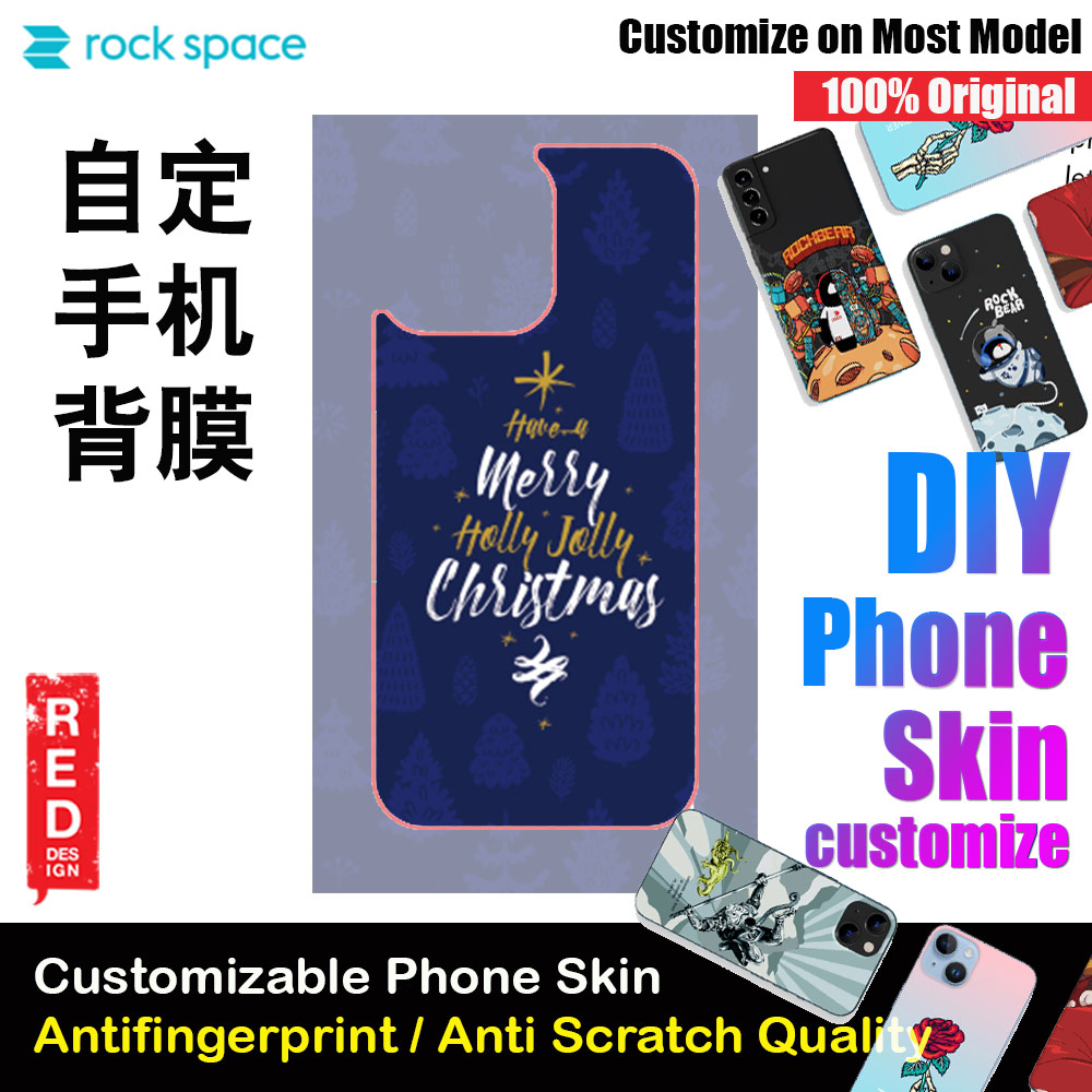 Rock Space DIY 自定 定制 设计 手机背膜 贴纸 DIY Customize High Quality Print Phone Skin Sticker for Multiple Phone Model with Multiple Photo Images Gallery or with Own Phone Cellphone (Holly Jolly Merry Christmas)