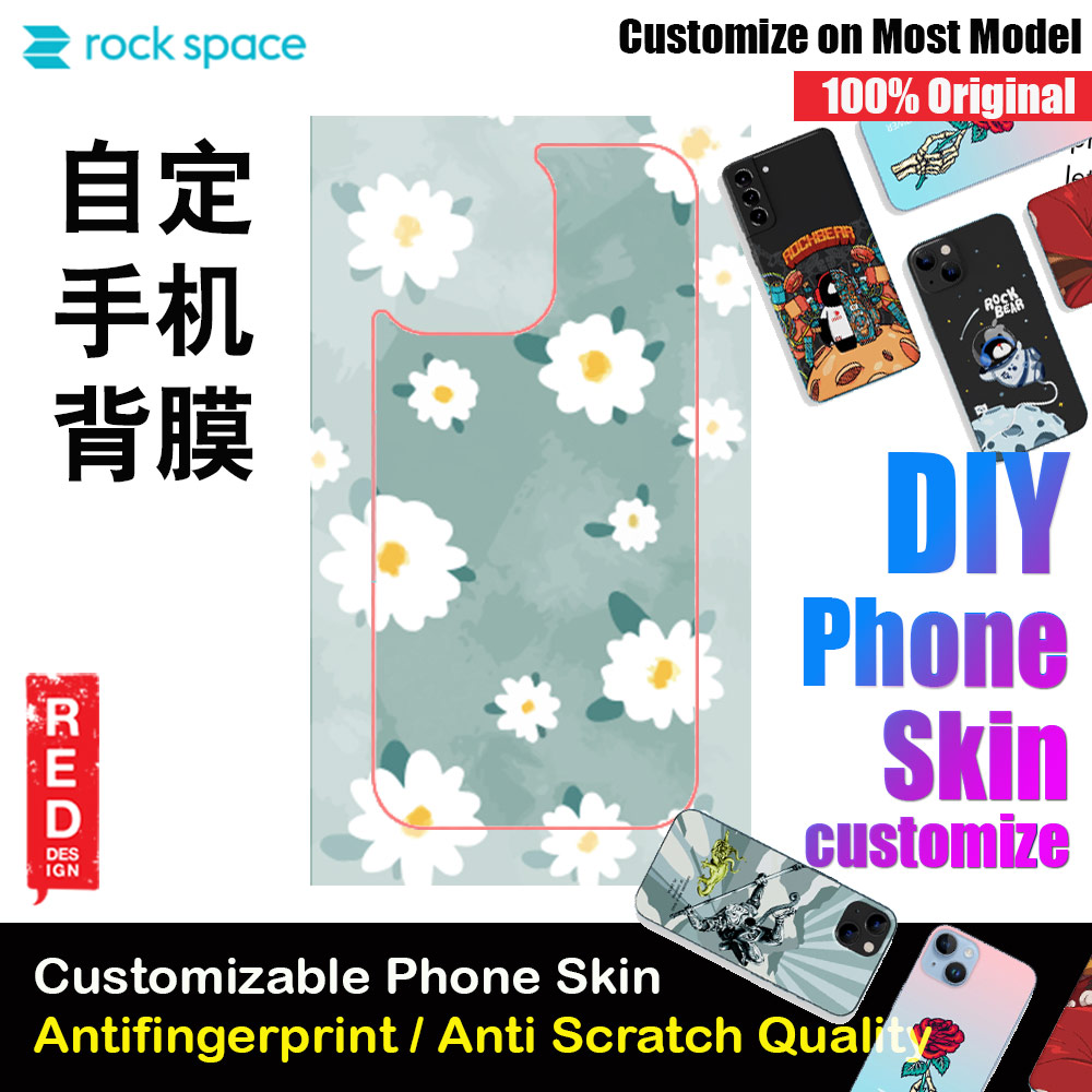 Rock Space DIY 自定 定制 设计 手机背膜 贴纸 DIY Customize High Quality Print Phone Skin Sticker for Multiple Phone Model with Multiple Photo Images Gallery or with Own Phone Text (Pattern Flowers Floral)