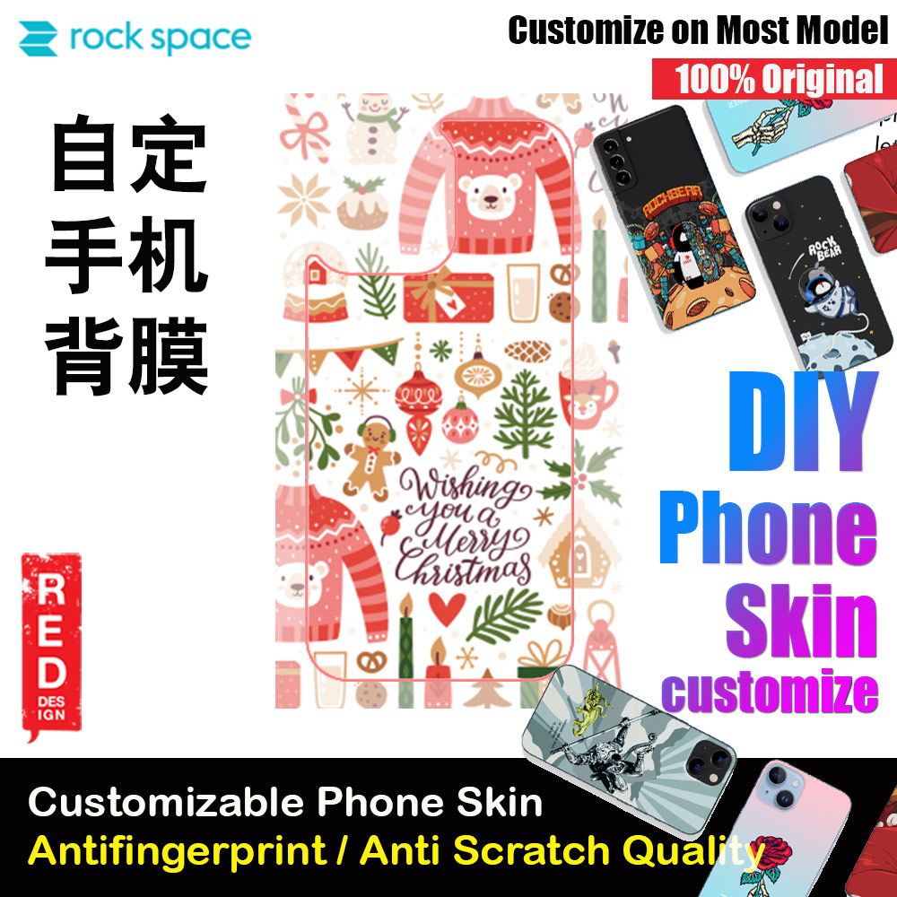 Rock Space DIY 自定 定制 设计 手机背膜 贴纸 DIY Customize High Quality Print Phone Skin Sticker for Multiple Phone Model with Multiple Photo Images Gallery or with Own Phone Cellphone (Wishing You Merry Christmas)