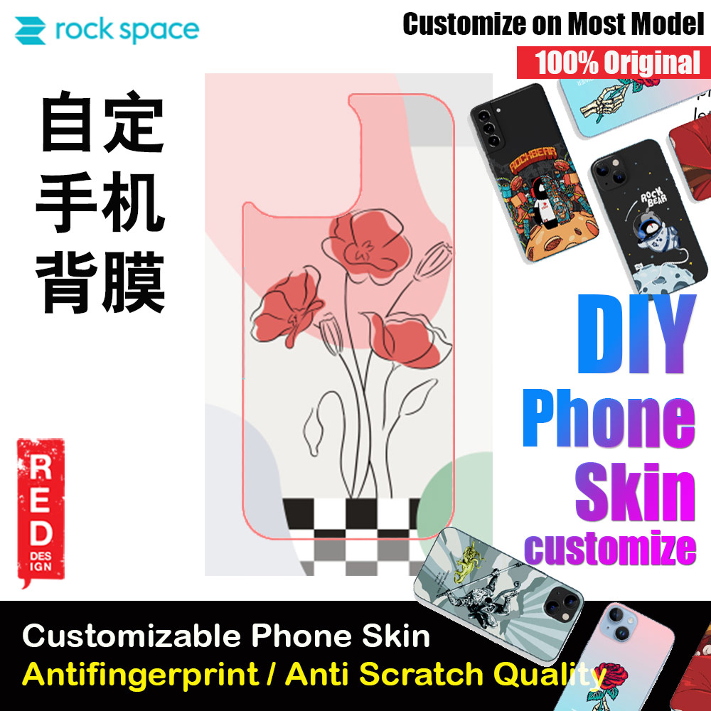 Rock Space DIY 自定 定制 设计 手机背膜 贴纸 DIY Customize High Quality Print Phone Skin Sticker for Multiple Phone Model with Multiple Photo Images Gallery or with Own Phone Text (Pattern Flowers Floral)