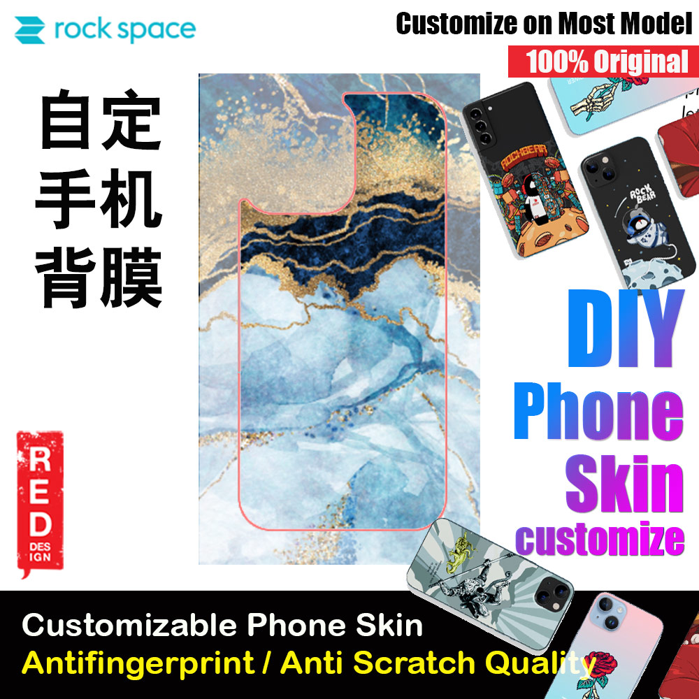 Rock Space DIY 自定 定制 设计 手机背膜 贴纸 DIY Customize High Quality Print Phone Skin Sticker for Multiple Phone Model with Multiple Photo Images Gallery or with Own Phone Text (Pattern Marble)