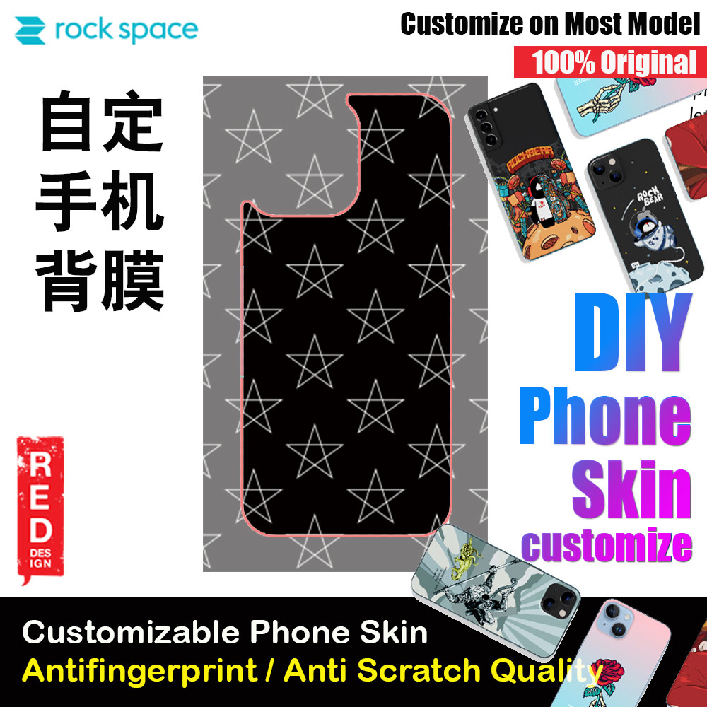 Rock Space DIY 自定 定制 设计 手机背膜 贴纸 DIY Customize High Quality Print Phone Skin Sticker for Multiple Phone Model with Multiple Photo Images Gallery or with Own Phone Text (Pattern Star)